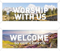 2 Pcs Worship with Us Large Banners 6 × 2ft Welcome to Our Church Flag Welcome by Unknown