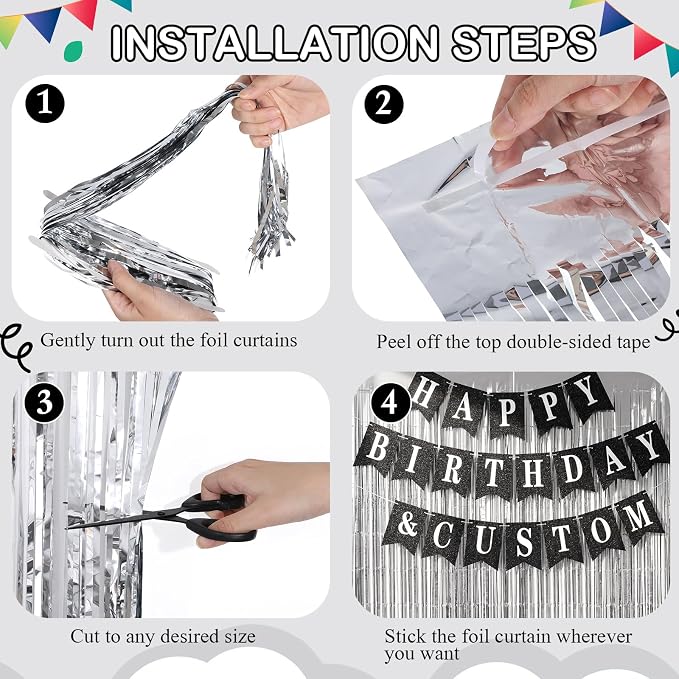 Mooliwe 173 Pcs DIY Custom Banner Foil Curtain Kit, 20 Paper Pennant, 148 - Image 5