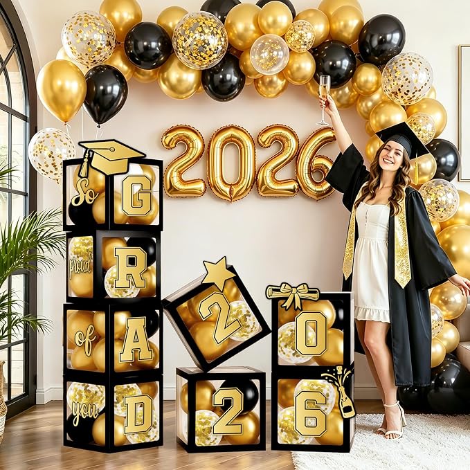 2026 Graduation Balloon Boxes Decorations – Clear Balloon Box Stack - Image 8