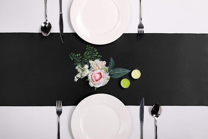 5-Pack Satin Table Runner Black 12 x 108 inches Long, Table Runners - Image 2