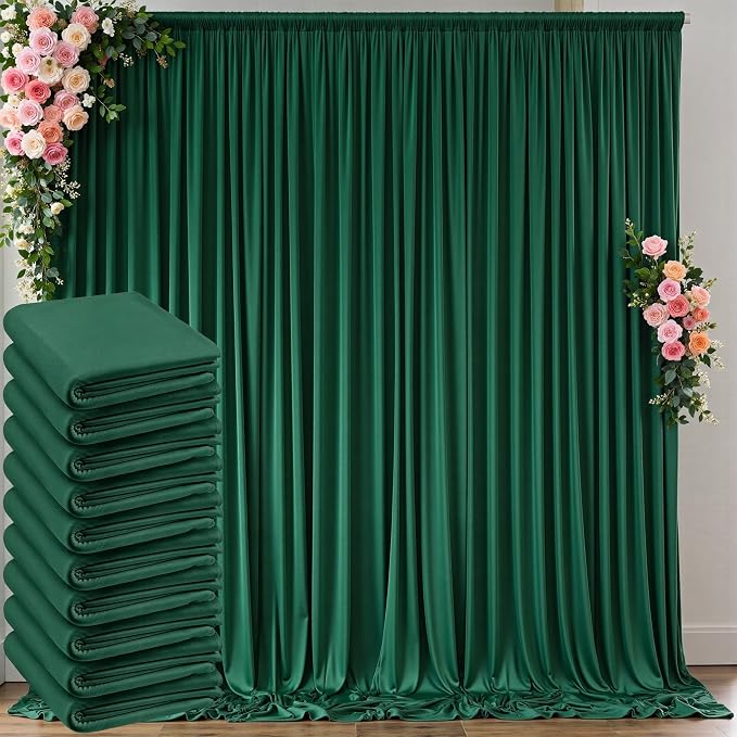 50 ft x 10 ft Wrinkle Free Hunter Green Backdrop Curtain by Outpain