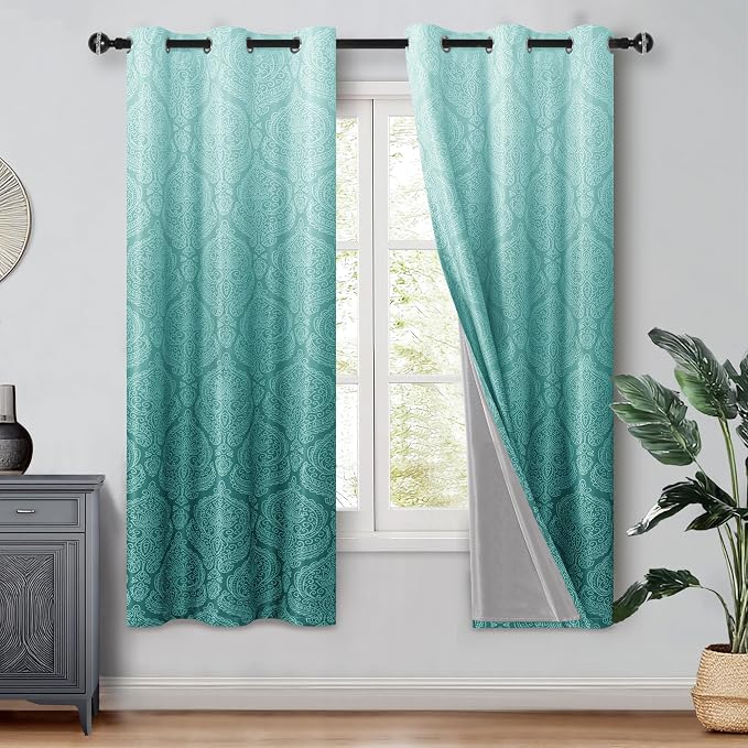 DWCN 100% Blackout Curtains for Bedroom 63 Inch Long by DWCN