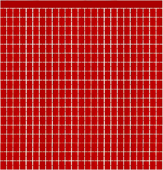 GOER Red Party Backdrop Metallic Tinsel Foil Fringe Curtains Photo Booth Props by GOER