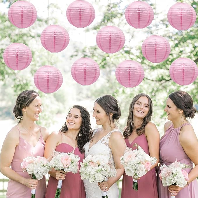 Pink Paper Lanterns Hanging Chinese Round Lanterns - Image 5