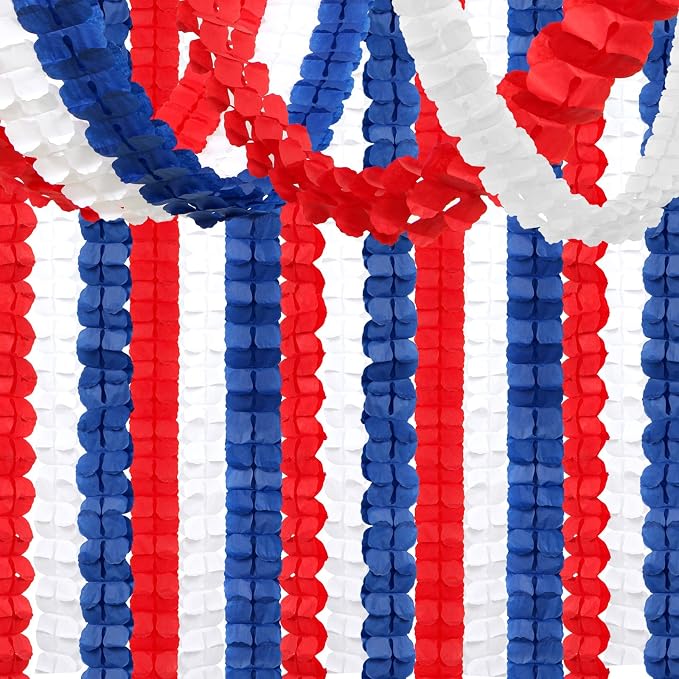 Fourth-4th of July Memorial-Day Party-Decorations - 157FT Red White Blue by Hugtmr