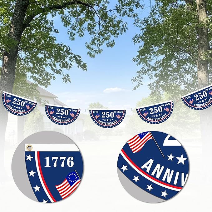 2PCS USA Anniversary 250th Flag, 1.5X3 FT Anniversary Fan Flags, Yard Signs - Image 5