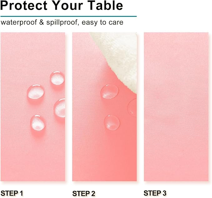 Hiasan Rose Pink Square Tablecloth - Waterproof and Spillproof Restaurant Washable Polyester Table Cloth for Dining Room, 54 x 54 Inch