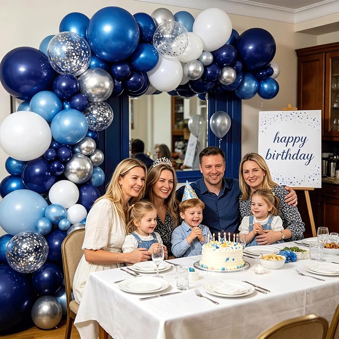 Blue White Silver Balloon Arch Kit, - Image 6