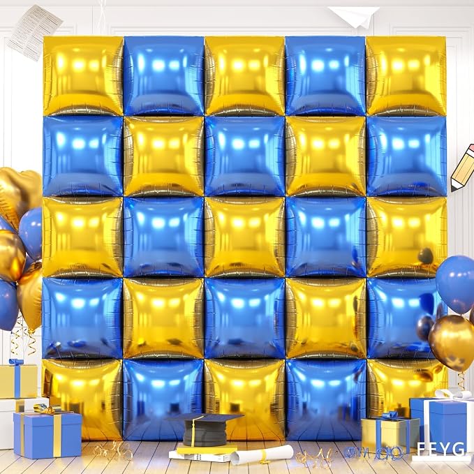 Metallic Navy Blue and Gold, Pearl Blue and Silver Double Sided Square Foil by FEYG
