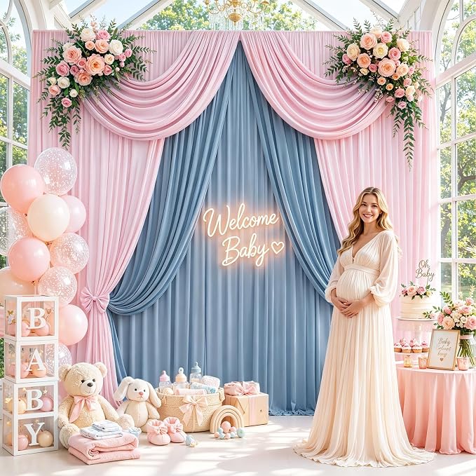 50x12 ft Light Pink Backdrop Curtains - Image 7