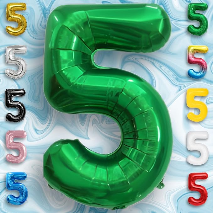 Green Number Balloon 5 Mylar Foil Balloons 16 Inch - Image 5