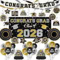 Black and Gold Themed 2026 Graduation Decorations Set by Gatherfun