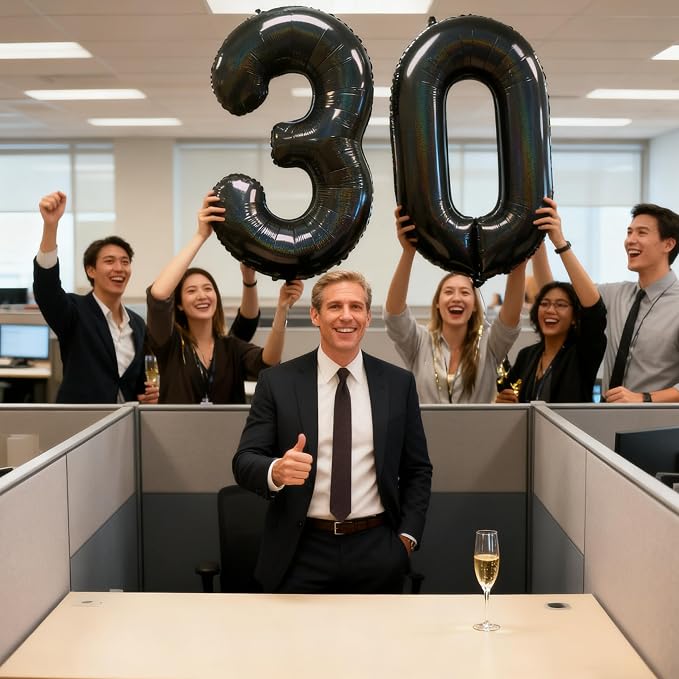Jonhamwelbor 40 Inch Black Balloon Numbers Foil Mylar Giant Balloon | Laser 30 - Image 5