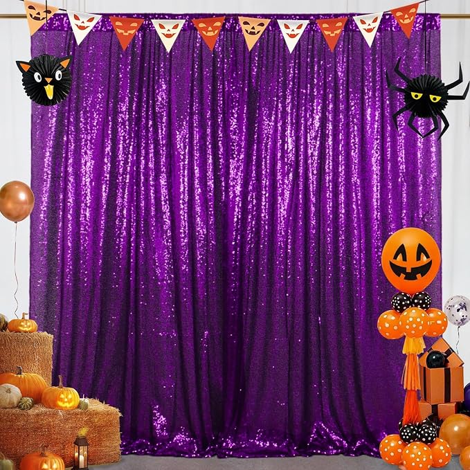 ShinyBeauty Purple Sequin Backdrop 10FTx10FT | Glitter Photo Background | - Image 2