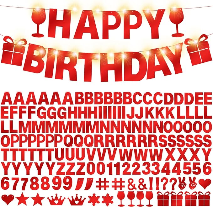 175Pcs DIY Glitter Customizable Banner Kit Custom Banner Happy Birthday DIY by WELITTCON