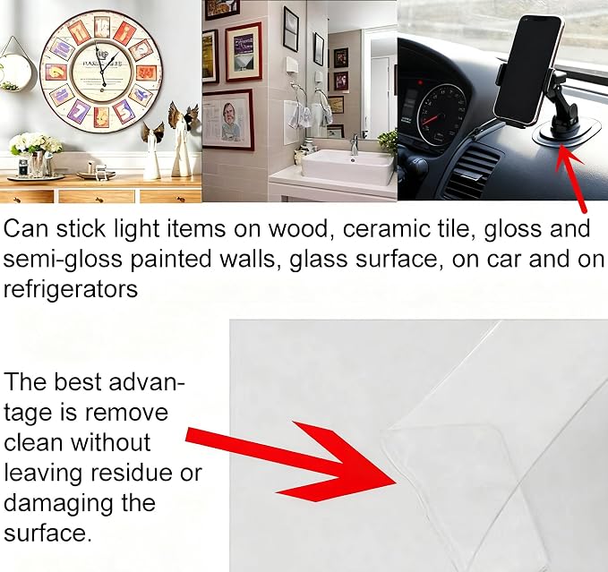 Double Sided Tape for Walls Heavy Duty Dashboard Adhesive Removable Pad Suction - Image 2