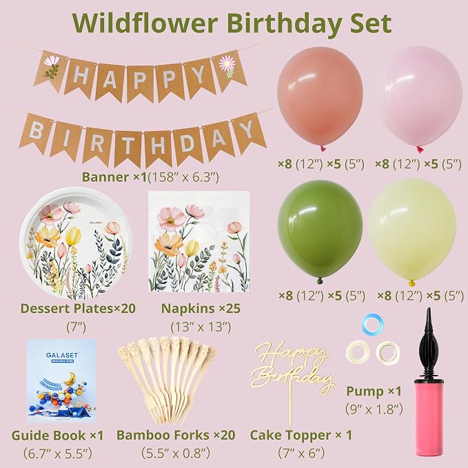 Floral Birthday Party-Ready Decorations and Supplies - Image 2