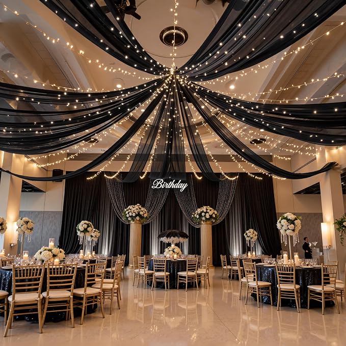 6 Panels Black Ceiling Curtains - Image 4