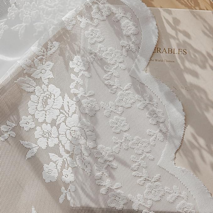 Anmao Vintage Lace Curtains 120 Inches Long 2 Panels, Romantic Elegant Light - Image 7