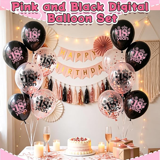 Black Whiet Confetti Balloons, - Image 4