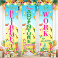 3Pcs Retirement Porch Sign Door Hanging Banner Luau Tropical Happy Retirement by TagreSpike