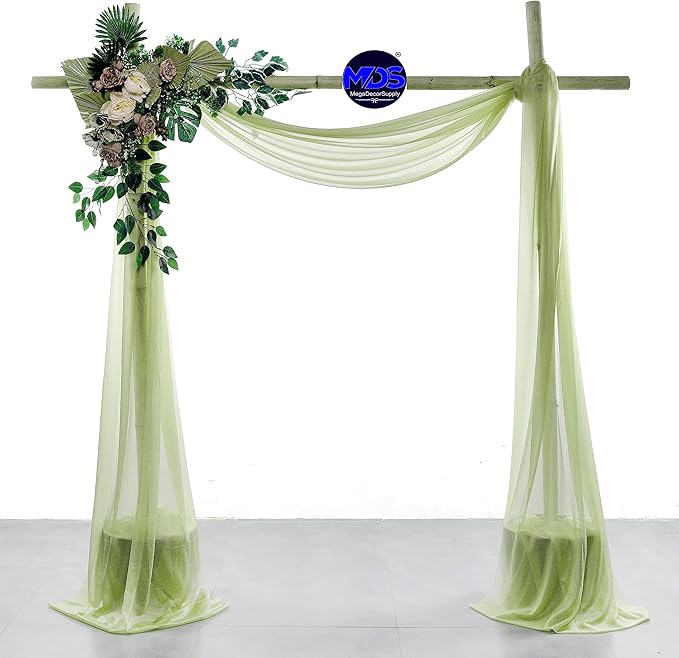 MDS Halloween Chiffon Draping Fabric - 1 Panel, 30" Wide x 50ft Long - Sheer Spooky Arbor & Canopy Drapery for Haunted House Backdrops, Party Ceilings, DIY Costumes & Themed Events - Sage Green