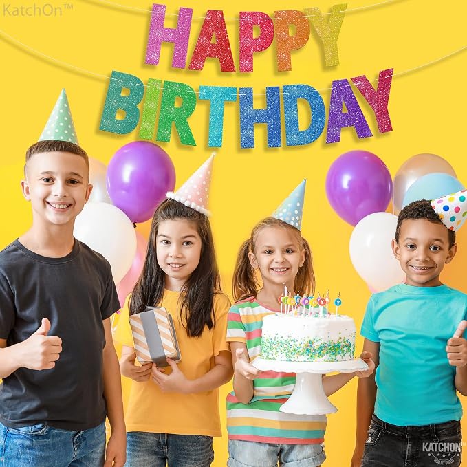 KatchOn Glitter Rainbow Happy Birthday Banner Birthday Decorations 10 Ft | - Image 7