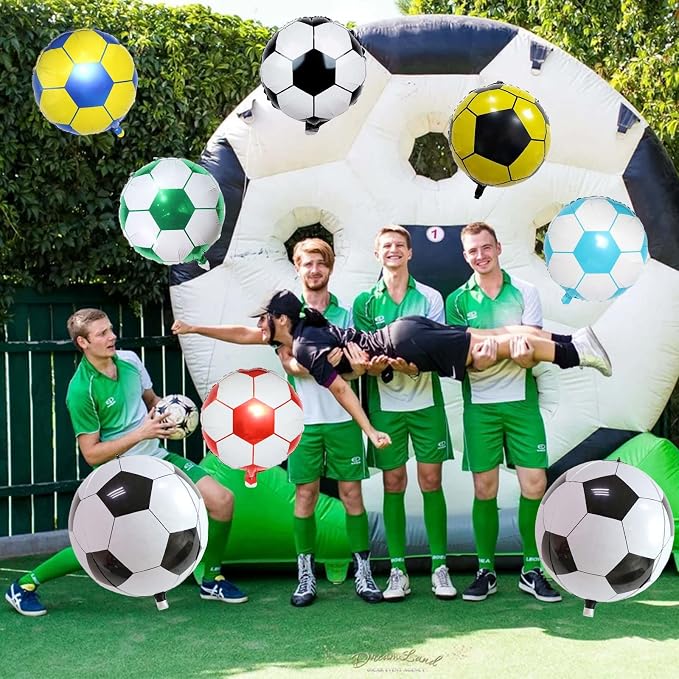 8Pcs Soccer Foil Balloons Set, 22 inch 4D Soccer Mylar Foil Balloons and 18 - Image 5