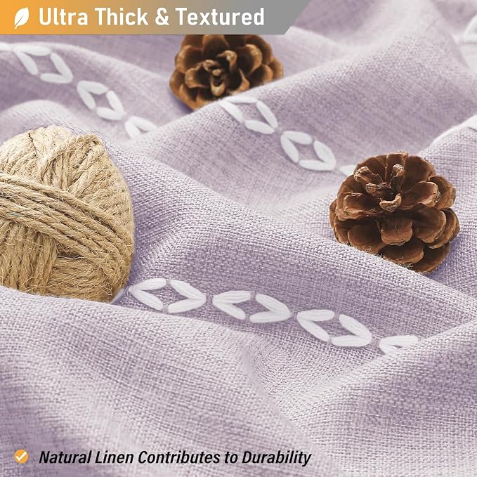 72x96 Extra Long Boho Linen Heavy Duty Shower Curtain Set, Lavender | Extra - Image 3