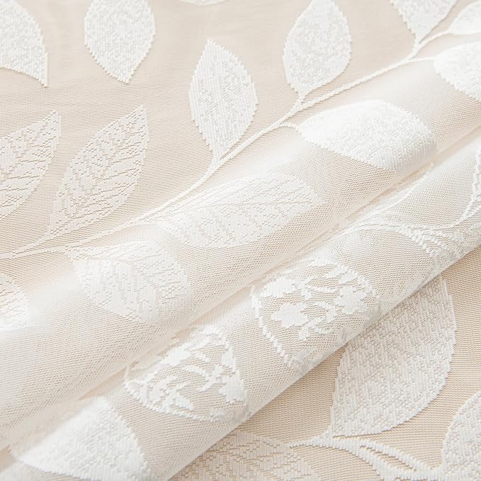 Treatmentex White Lace Sheer Curtains 63inch Vintage Leaf Knitted Window - Image 7