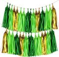 Green and Gold Tassel Garland Banner, 20 Pack Paper Tassels Streamers by SIPRKAICT