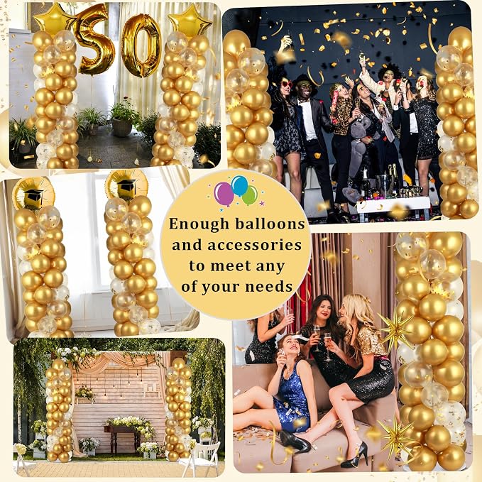 2 Sets Metallic Gold Balloon Column Stand Kit - Image 6