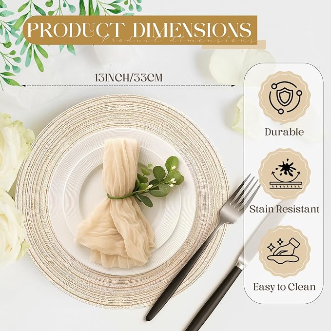 Geosar Disposable Paper Placemat Cotton Woven Look 13'' - Image 2