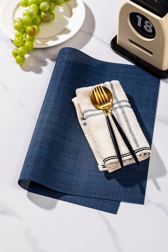 LEXMORE Placemats Set of 8 Vinyl/Plastic Woven Place Mats - Image 6