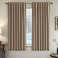 MIULEE Patterned Farmhouse Linen Curtains, Back Tab, Light Brown | Linen by MIULEE
