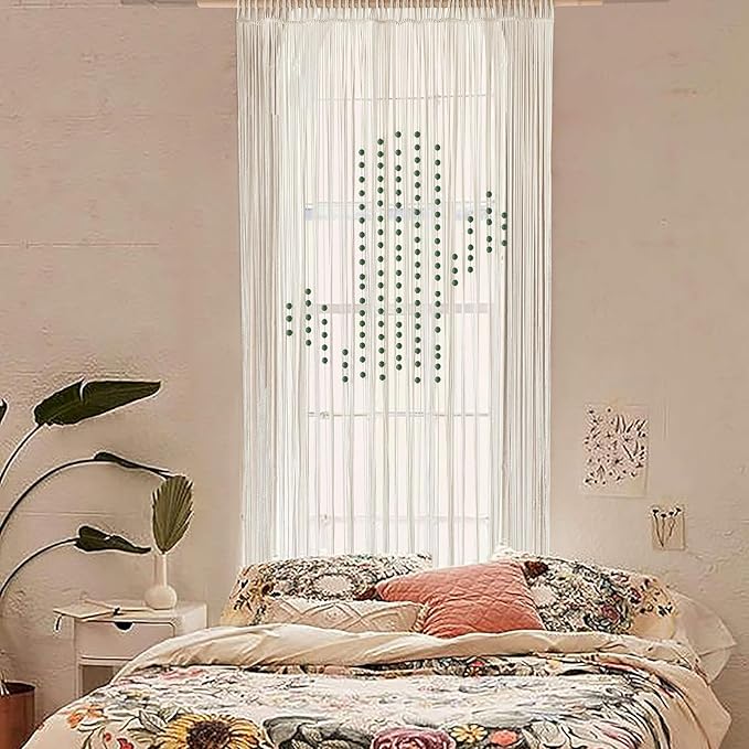 Macrame Curtain Boho Doorway Window Curtain Fiber Art 31" W*70" L | by FLBER