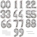 TONIFUL 20 Pcs Number Balloon 2 Set 16 Inch Fat Silver 0-9 Numbers Balloons | by TONIFUL
