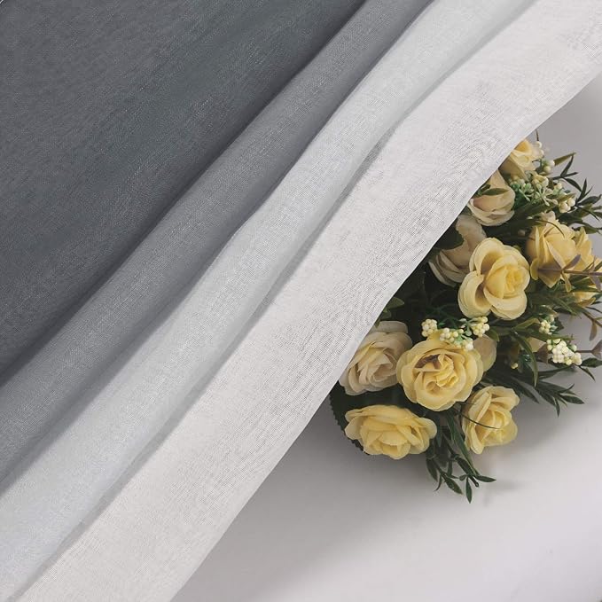 DWCN Grey Faux Linen Ombre Sheer Curtains - Image 6