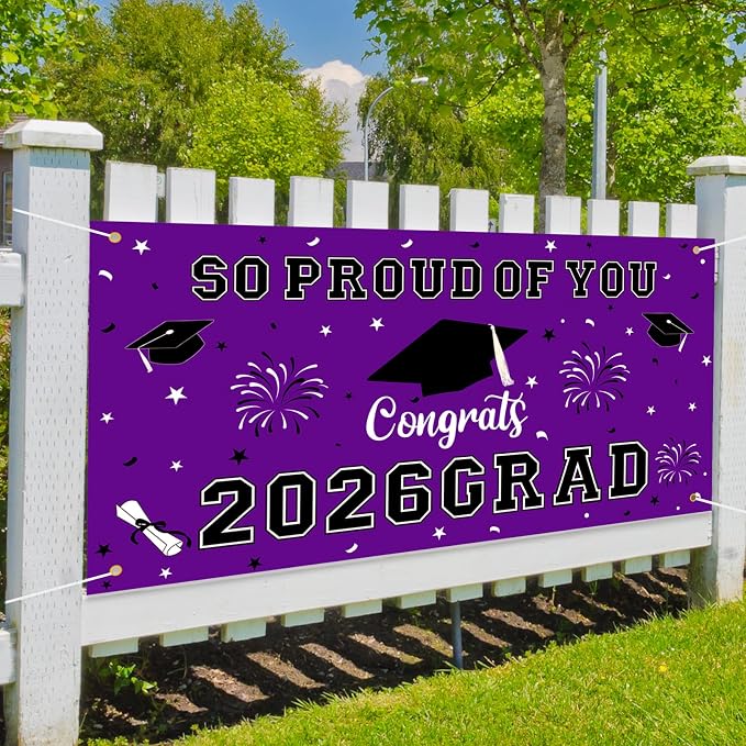 Graduation Decorations 2026 Purple Graduation Banner 66.1" x 33.8" Graduation - Image 5