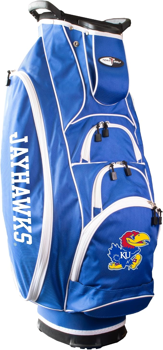 Team Golf NCAA Lightweight, 10-Way Club Divider, Spring Action Stand, Insulated Cooler Pocket, Velcro Glove and Umbrella Holder & Lift Assist Handles