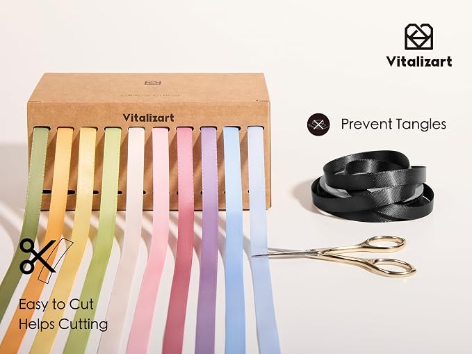 Vitalizart Pastel Ribbons for Crafts 3/8" x 100Yds Double-Faced Satin Thin | - Image 5
