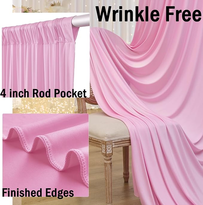 12ft x 10ft Pink Backdrop Curtains - Image 2
