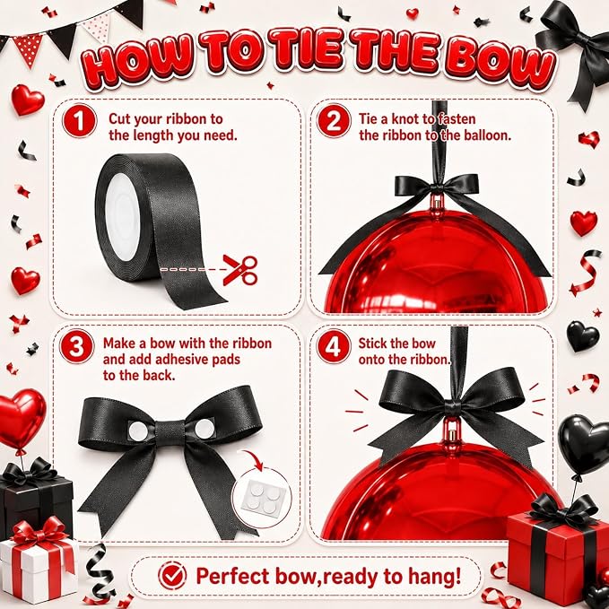 Black Red Round Foil Balloons - Image 3