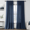 Denim Blue Linen Curtains 90 Inch Long 2 Panels Set by Nanspring
