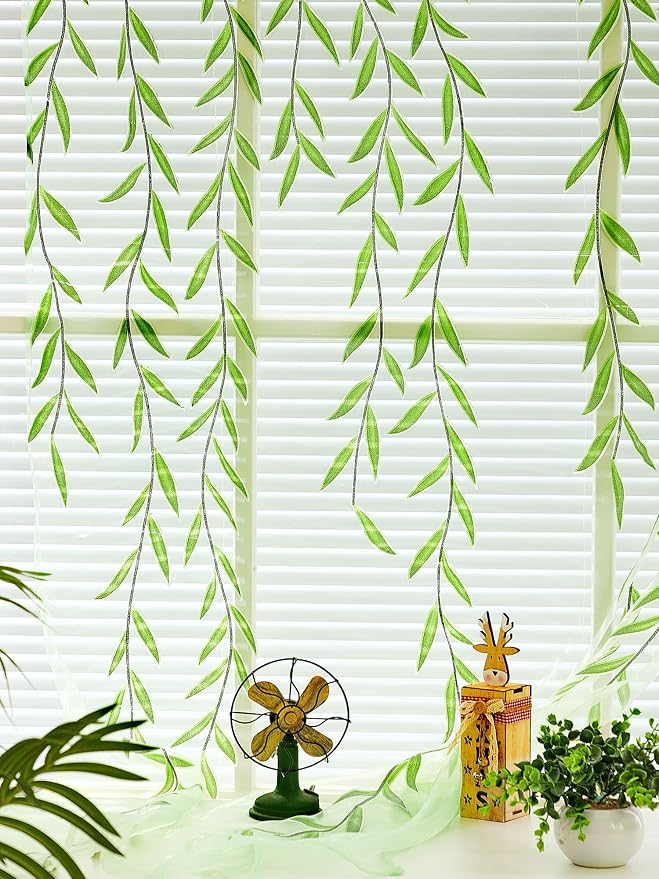 Willow Voile Curtains Cute Green Sheers Leaf Tulle Vine Window Sheers Ivy - Image 4