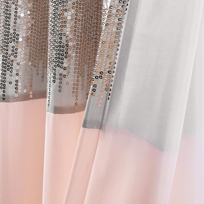 Lush Decor Night Sky Window Curtain Panel, Single 42"W x 108"L Gray & Blush - Image 2