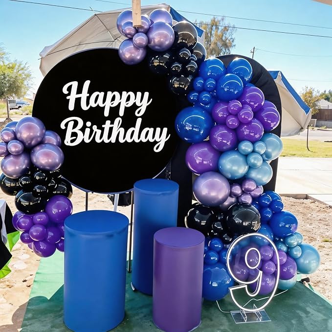 60 Pcs Black Purple Blue Balloons, Metallic Blue Purple Black Teal Confetti - Image 5