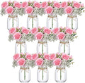 XunYee 10 Set Mason Jars for Centerpieces, Dark Pink, Gypsophila | Mason Jar by XunYee