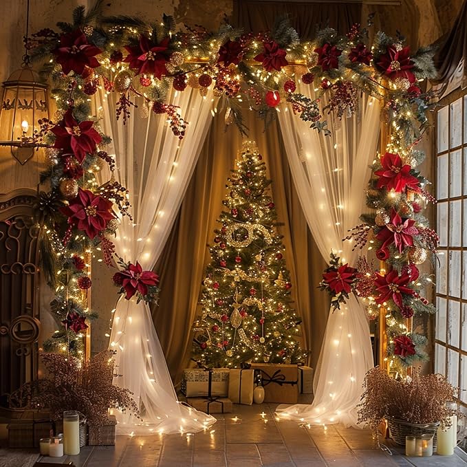 Tulle Backdrop Curtains with Lights Sheer White Curtain Backdrop 20x8ft | Tulle - Image 7