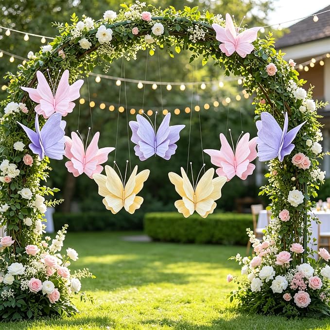 SUNBEAUTY Butterfly Party Decorations Hanging Butterfly Decorations 6Pcs Crepe - Image 9